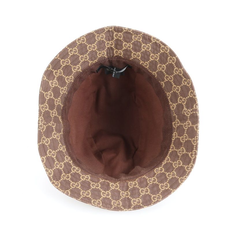Gucci GG Canvas Bucket Hat L Hat Fashionable Leather Brown Men's Women's REM