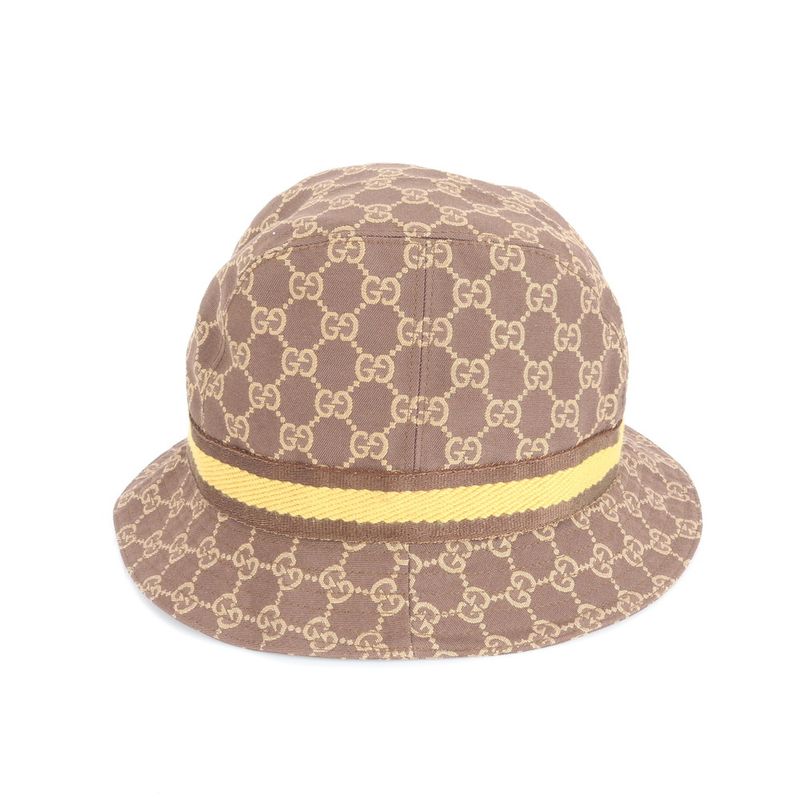Gucci GG Canvas Bucket Hat L Hat Fashionable Leather Brown Men's Women's REM