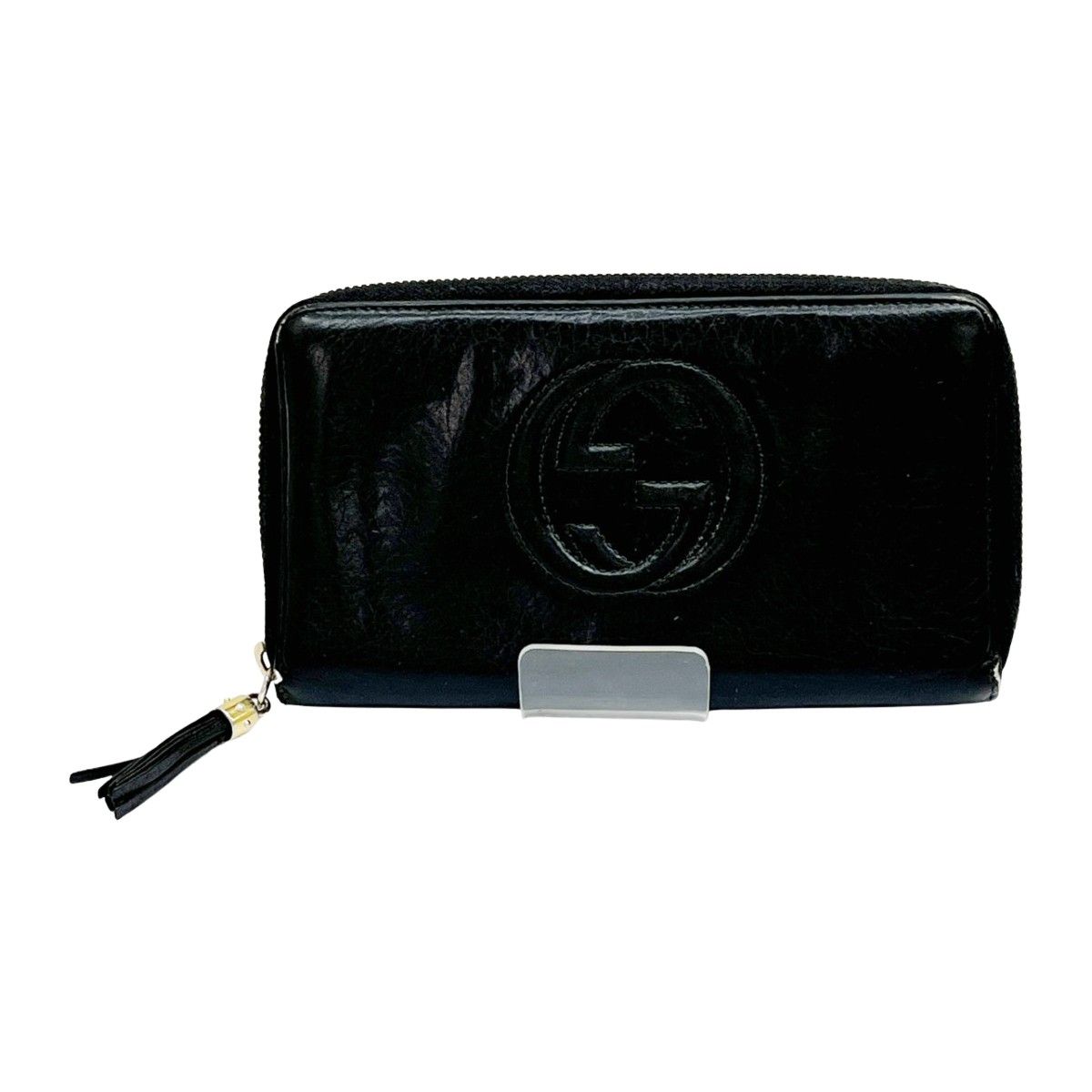 Gucci Long Wallet Round Zipper Soho Interlocking Hardware Leather 308280