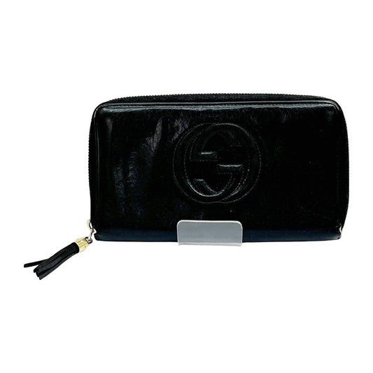 Gucci Long Wallet Round Zipper Soho Interlocking Hardware Leather 308280