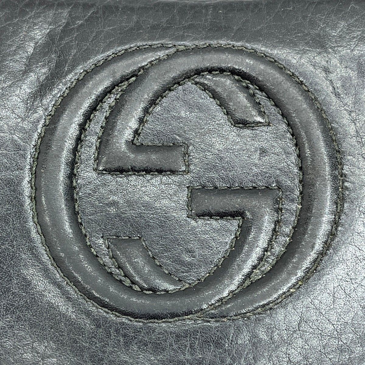 Gucci Long Wallet Round Zipper Soho Interlocking Hardware Leather 308280