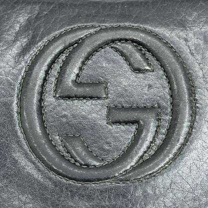 Gucci Long Wallet Round Zipper Soho Interlocking Hardware Leather 308280