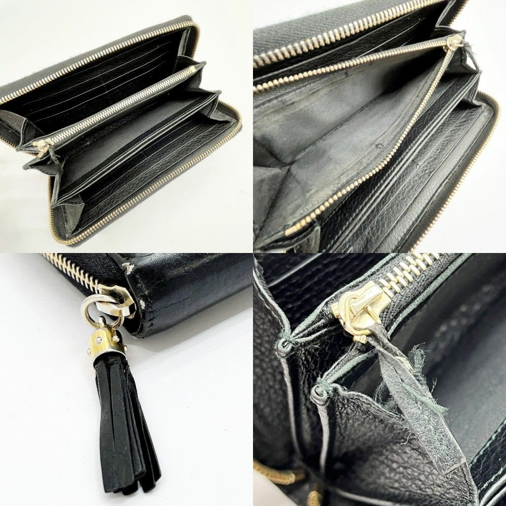 Gucci Long Wallet Round Zipper Soho Interlocking Hardware Leather 308280