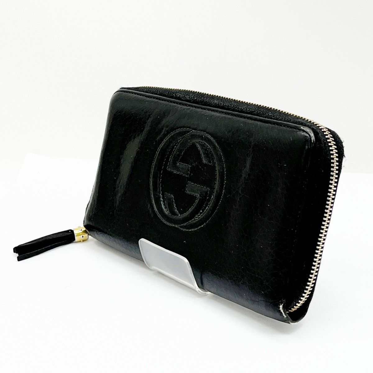 Gucci Long Wallet Round Zipper Soho Interlocking Hardware Leather 308280
