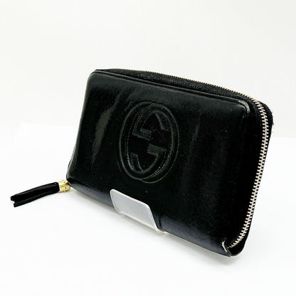 Gucci Long Wallet Round Zipper Soho Interlocking Hardware Leather 308280