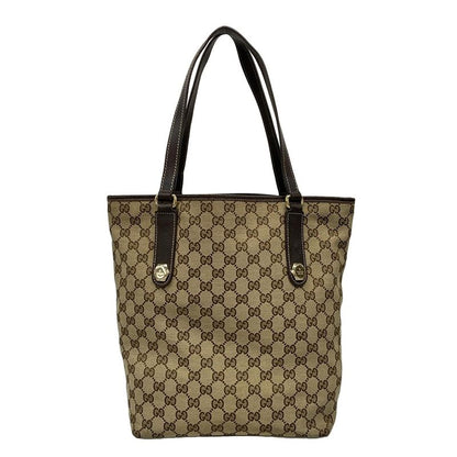 Gucci Tote Bag Charmy GG Pattern 153009 Beige X Dark Brown Leather