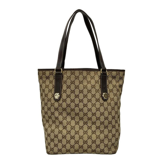 Gucci Tote Bag Charmy GG Pattern 153009 Beige X Dark Brown Leather