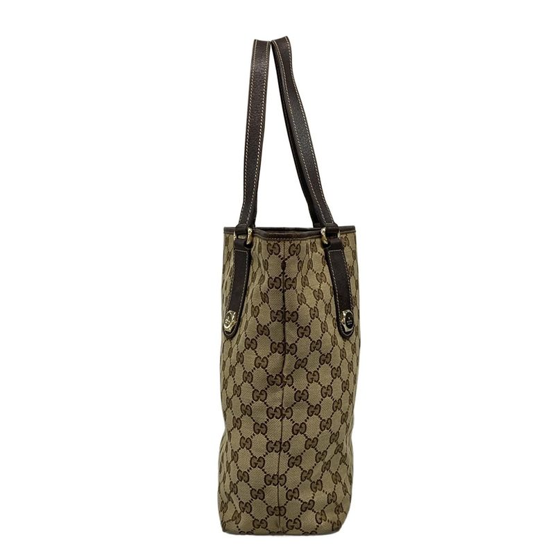 Gucci Tote Bag Charmy GG Pattern 153009 Beige X Dark Brown Leather