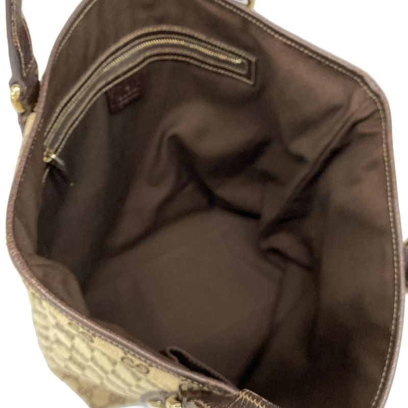 Gucci Tote Bag Charmy GG Pattern 153009 Beige X Dark Brown Leather