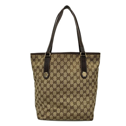 Gucci Tote Bag Charmy GG Pattern 153009 Beige X Dark Brown Leather