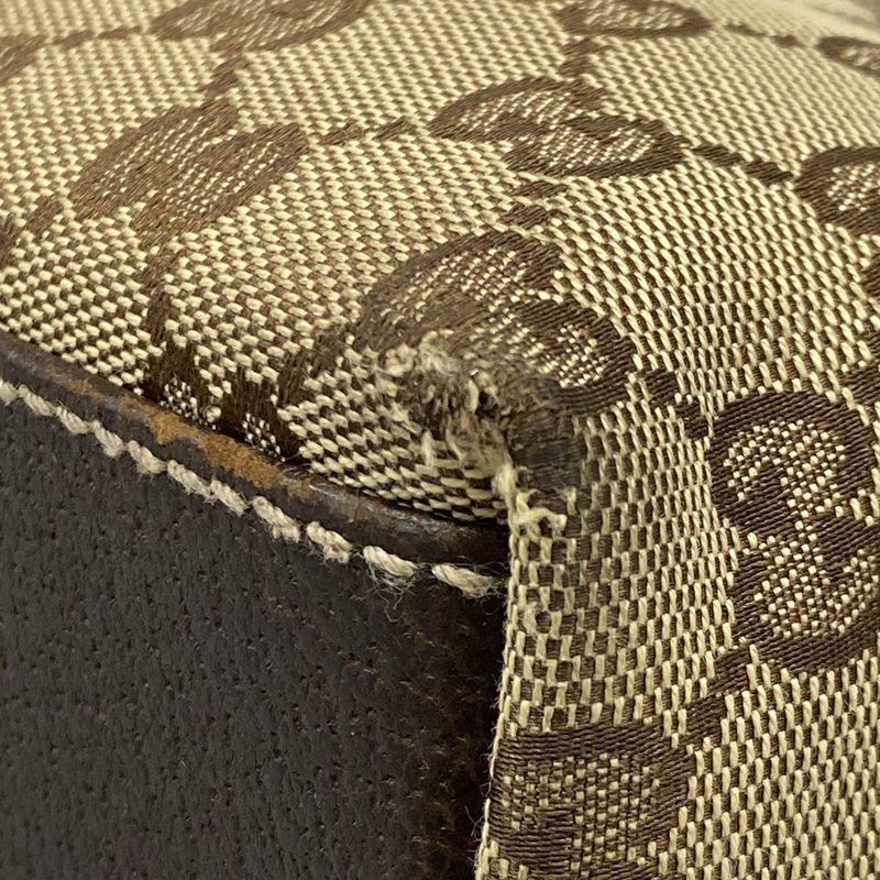 Gucci Tote Bag Charmy GG Pattern 153009 Beige X Dark Brown Leather