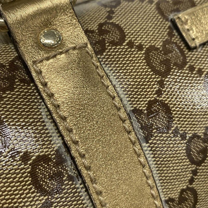 Gucci Handbag Crystal GG 193603 Gold X Dark Brown Leather