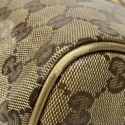 Gucci Handbag Crystal GG 193603 Gold X Dark Brown Leather