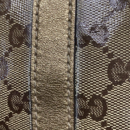Gucci Handbag Crystal GG 193603 Gold X Dark Brown Leather