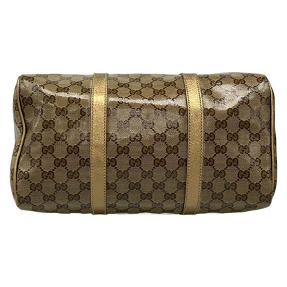 Gucci Handbag Crystal GG 193603 Gold X Dark Brown Leather