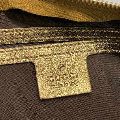 Gucci Handbag Crystal GG 193603 Gold X Dark Brown Leather