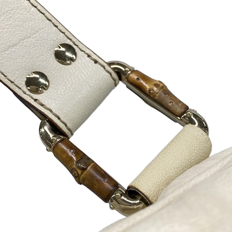 Gucci Handbag Bamboo 154376 White Shape Pressed Leather