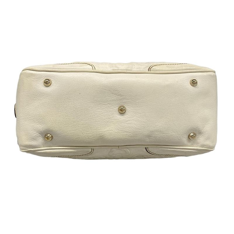 Gucci Handbag Bamboo 154376 White Shape Pressed Leather