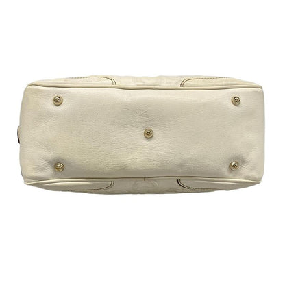 Gucci Handbag Bamboo 154376 White Shape Pressed Leather