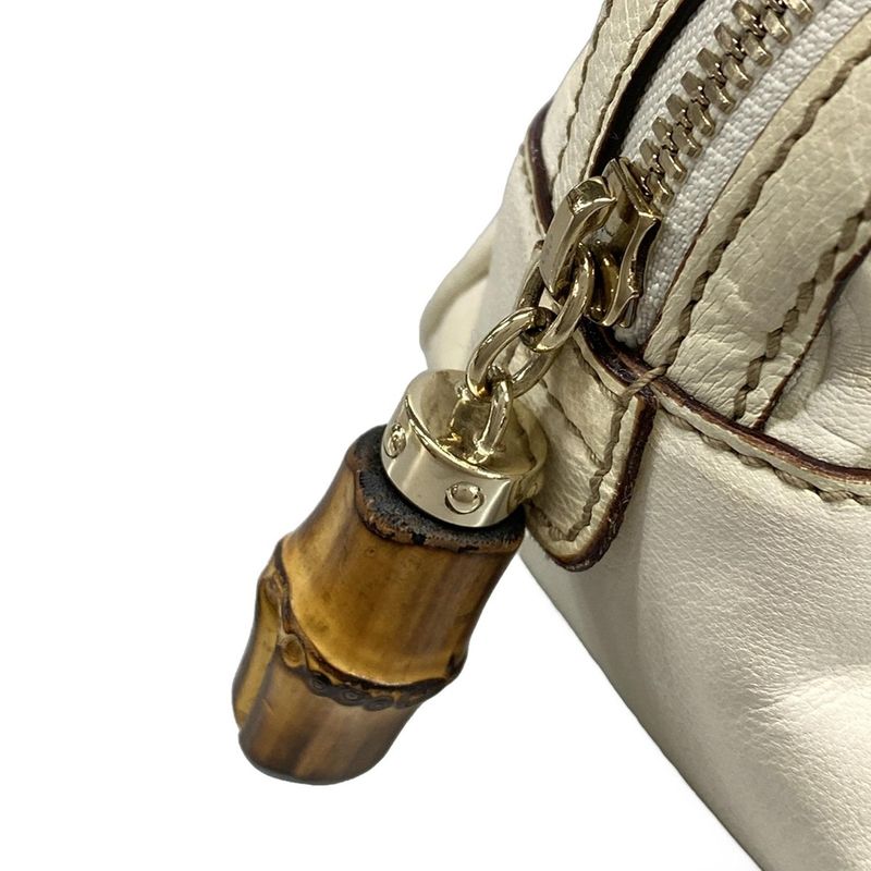 Gucci Handbag Bamboo 154376 White Shape Pressed Leather