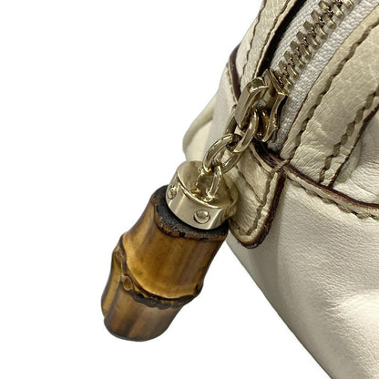 Gucci Handbag Bamboo 154376 White Shape Pressed Leather