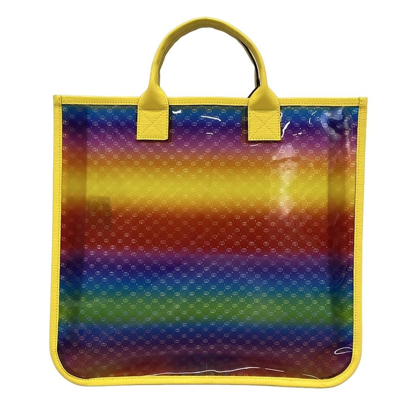 Gucci Tote Bag Micro GG 550763 Yellow X Blue X Multi Rainbow Leather
