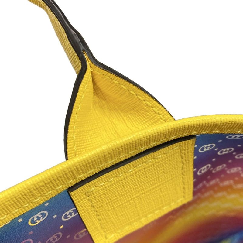 Gucci Tote Bag Micro GG 550763 Yellow X Blue X Multi Rainbow Leather