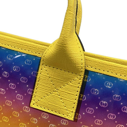 Gucci Tote Bag Micro GG 550763 Yellow X Blue X Multi Rainbow Leather