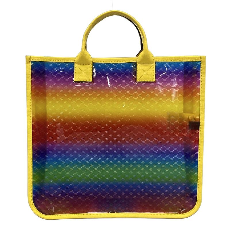 Gucci Tote Bag Micro GG 550763 Yellow X Blue X Multi Rainbow Leather
