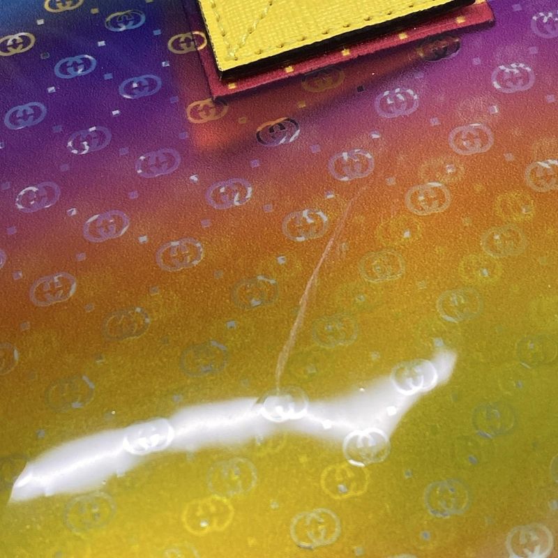 Gucci Tote Bag Micro GG 550763 Yellow X Blue X Multi Rainbow Leather