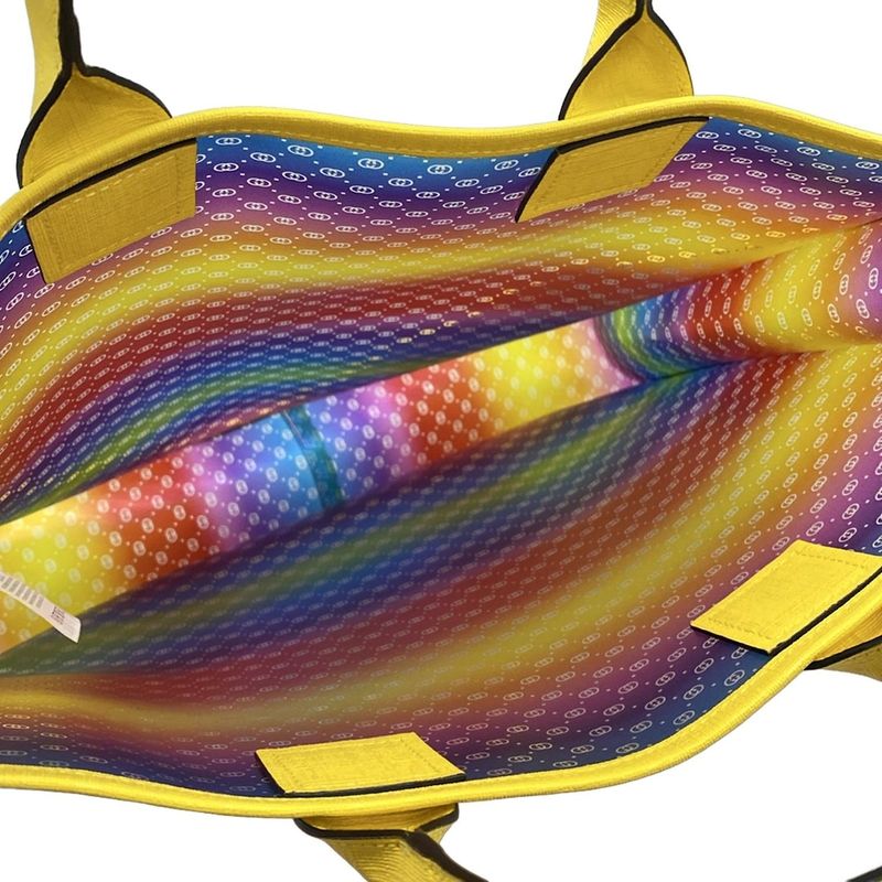 Gucci Tote Bag Micro GG 550763 Yellow X Blue X Multi Rainbow Leather