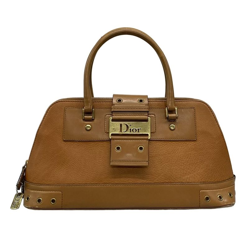 Dior Christian Dior Handbag Street Chic Light Brown Leather
