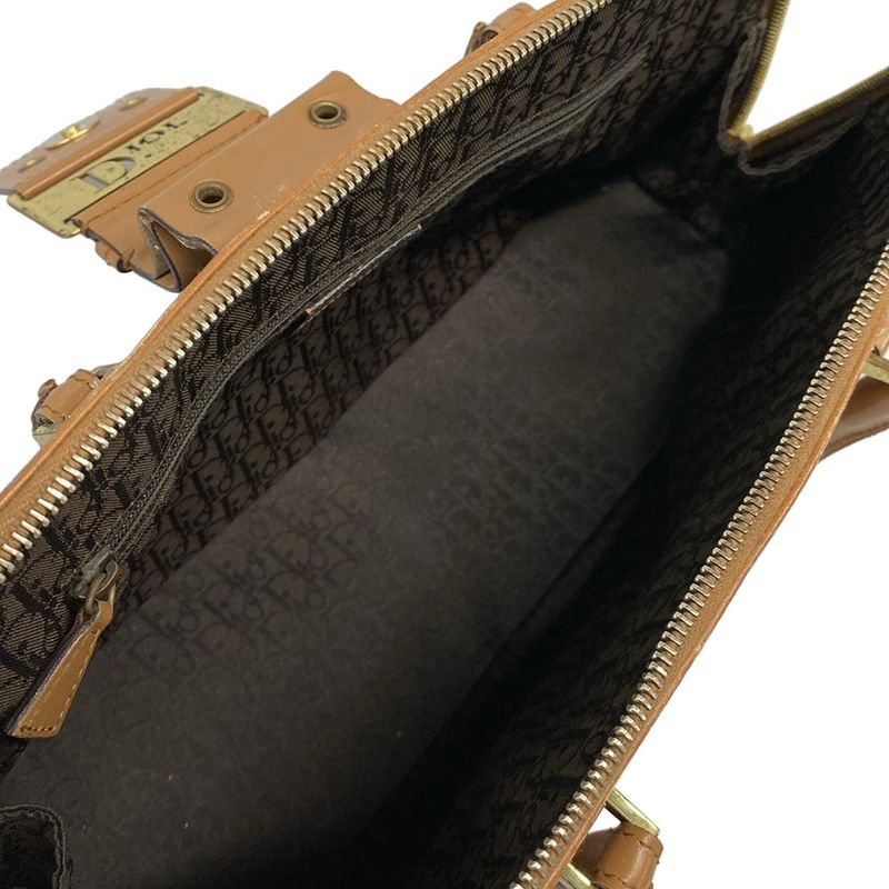 Dior Christian Dior Handbag Street Chic Light Brown Leather