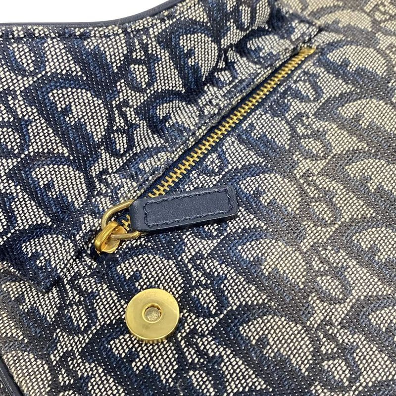 Dior Christian Dior Shoulder Bag Double Saddle Bag Navy X Ivory Leather