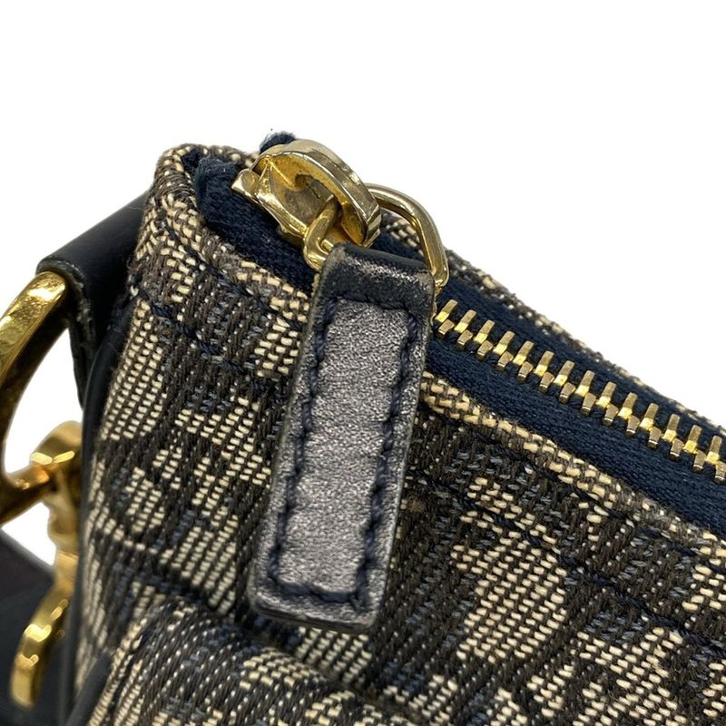 Dior Christian Dior Shoulder Bag Double Saddle Bag Navy X Ivory Leather