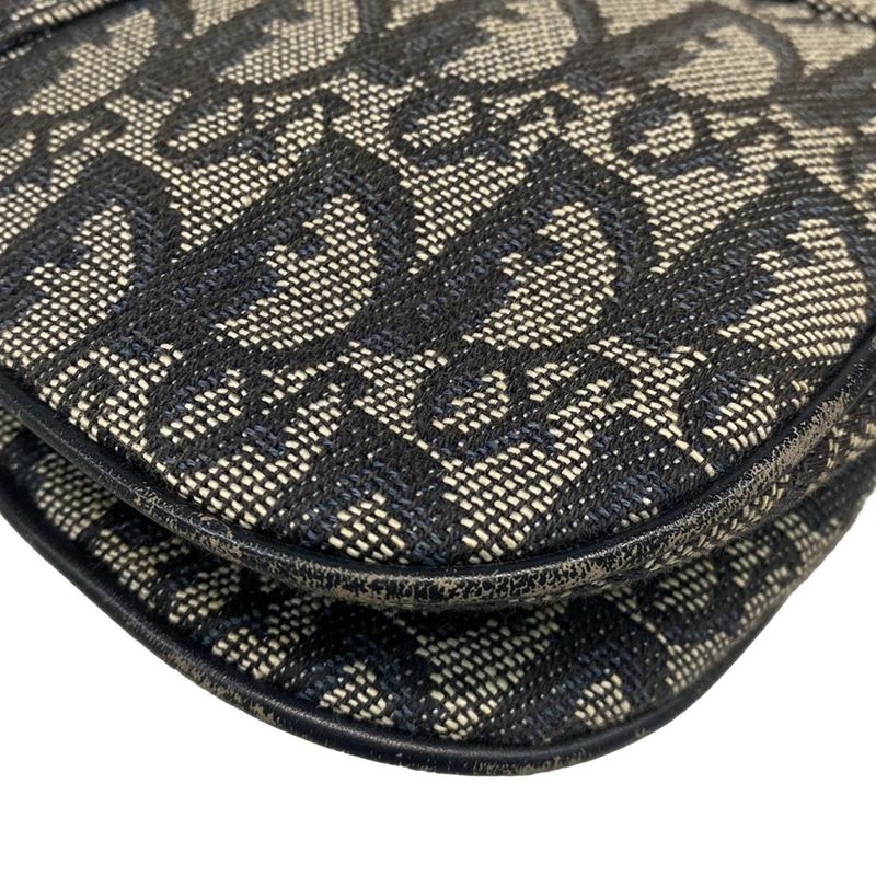Dior Christian Dior Shoulder Bag Double Saddle Bag Navy X Ivory Leather