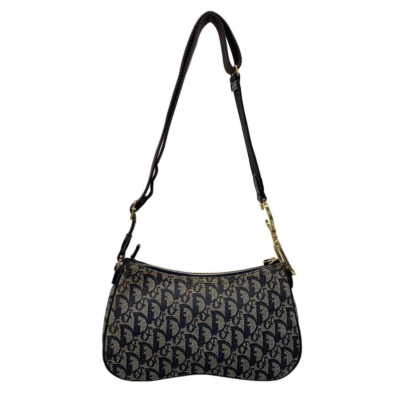 Dior Christian Dior Shoulder Bag Double Saddle Bag Navy X Ivory Leather