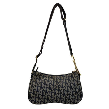Dior Christian Dior Shoulder Bag Double Saddle Bag Navy X Ivory Leather