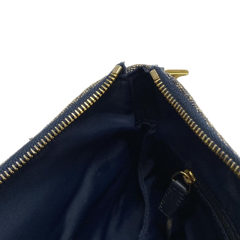 Dior Christian Dior Shoulder Bag Double Saddle Bag Navy X Ivory Leather