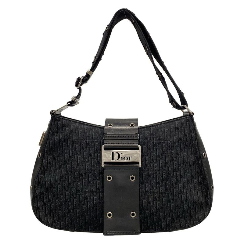 Dior Christian Dior Shoulder Bag Street Chic Trotter Black X Dark Gray Leather