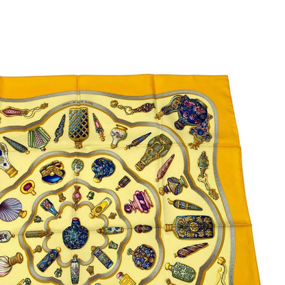 Hermes Scarf Carre 90 Silk Quimporte Le Flacon Perfume Bottle Yellow