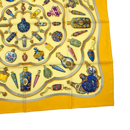 Hermes Scarf Carre 90 Silk Quimporte Le Flacon Perfume Bottle Yellow