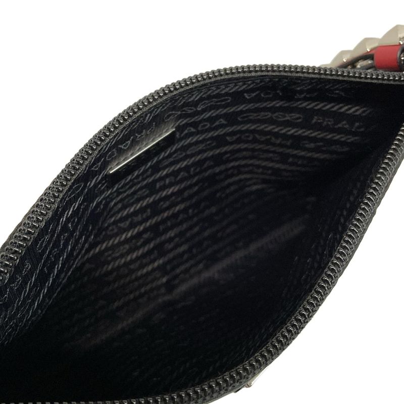 Prada Wristlet - Black X Red Studded Leather
