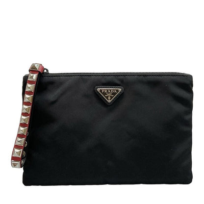 Prada Wristlet - Black X Red Studded Leather