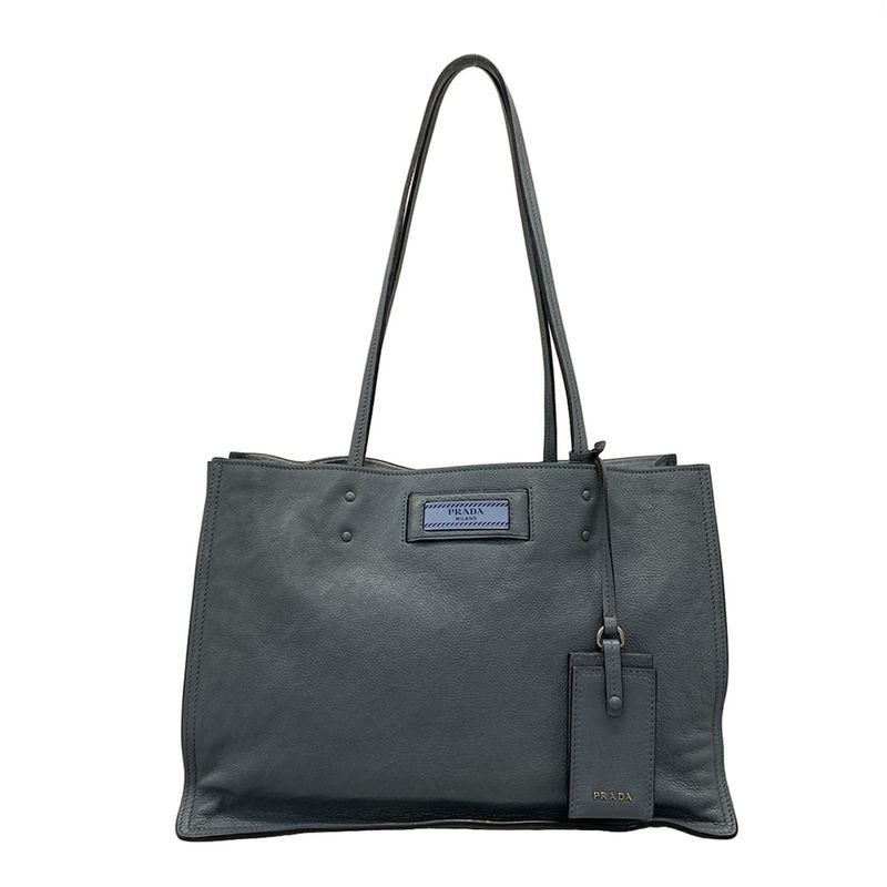 Prada Tote Bag Etiquette 1bg122 Blue Gray Leather