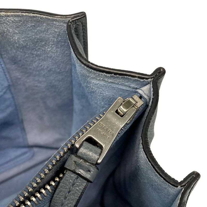 Prada Tote Bag Etiquette 1bg122 Blue Gray Leather