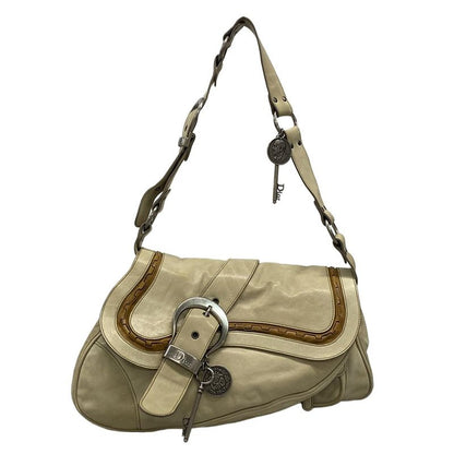 Dior Christian Dior Shoulder Bag Gaucho Ivory X Dark Brown Leather