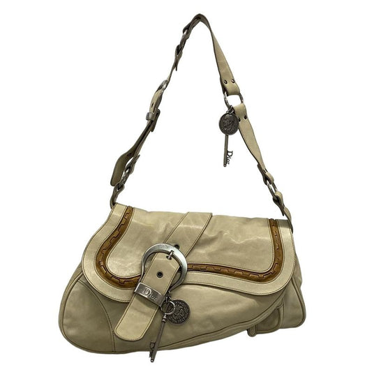 Dior Christian Dior Shoulder Bag Gaucho Ivory X Dark Brown Leather