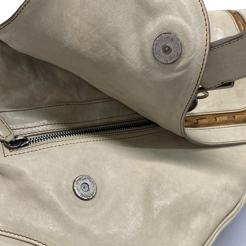 Dior Christian Dior Shoulder Bag Gaucho Ivory X Dark Brown Leather