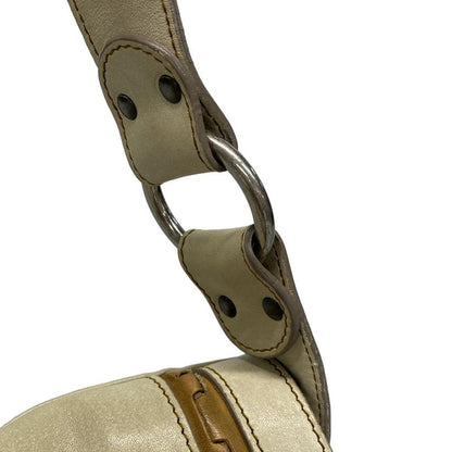 Dior Christian Dior Shoulder Bag Gaucho Ivory X Dark Brown Leather